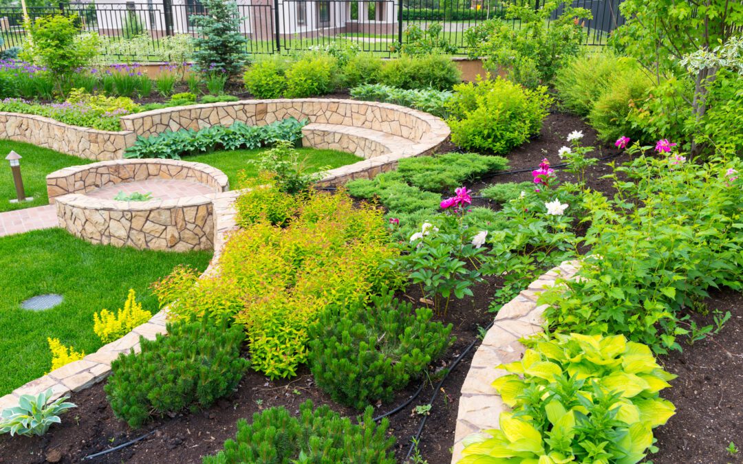 Natural flower landscaping in home garden